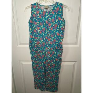 Laura Ashley Vintage‎ Jumpsuit Pineapple Print Sleeveless Casual Kids Size 9-10